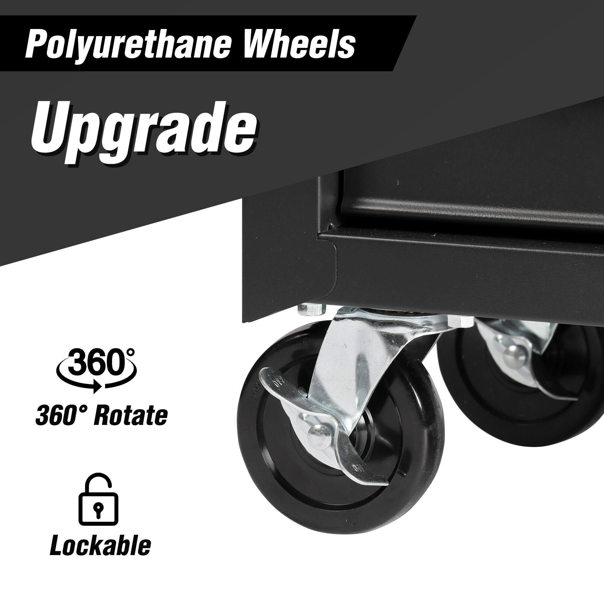 Polyurethane Wheels Upgrade  
360° Rotate  
Lockable