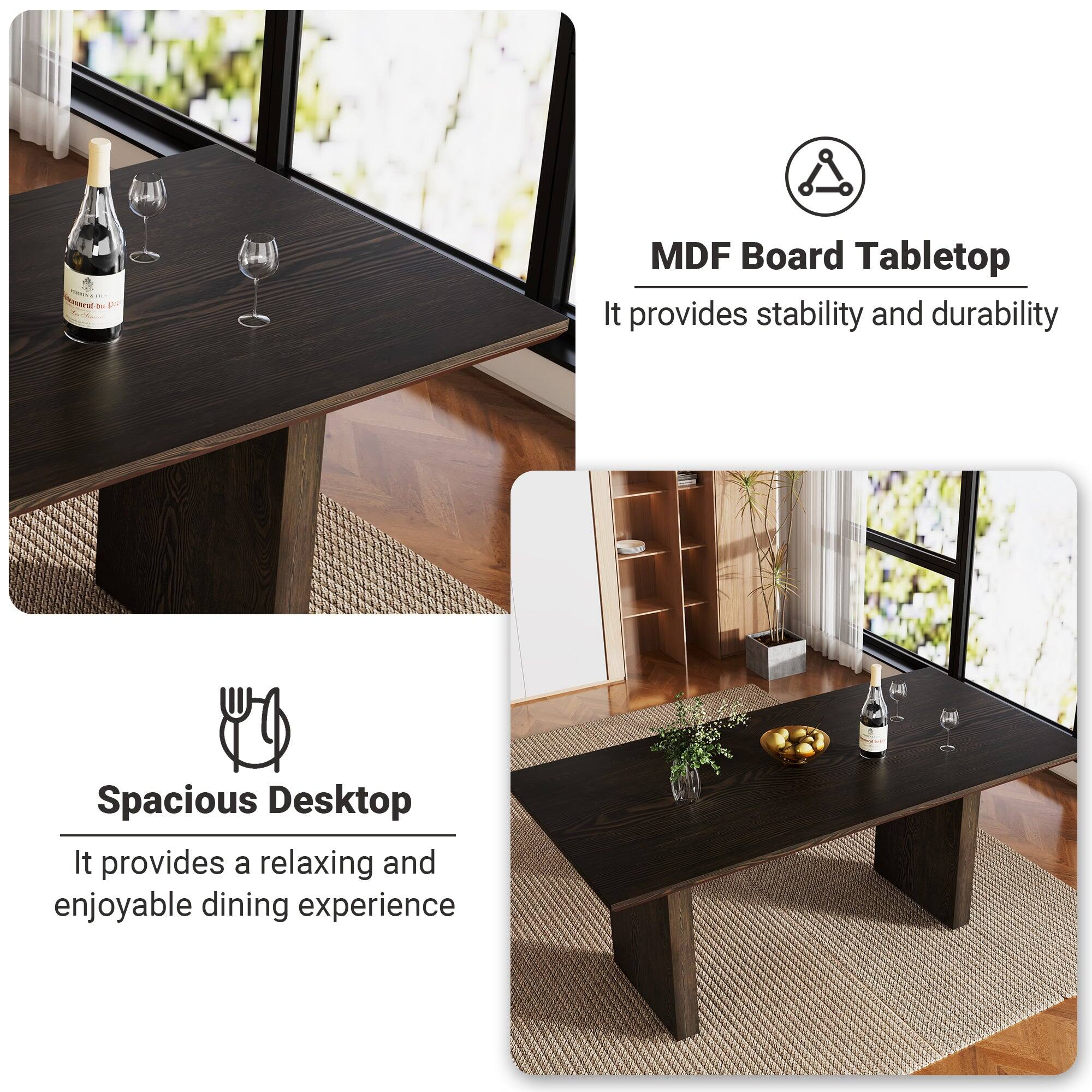 MDF Board Tabletop  
It provides stability and durability  

Spacious Desktop  
It provides a relaxing and enjoyable dining experience