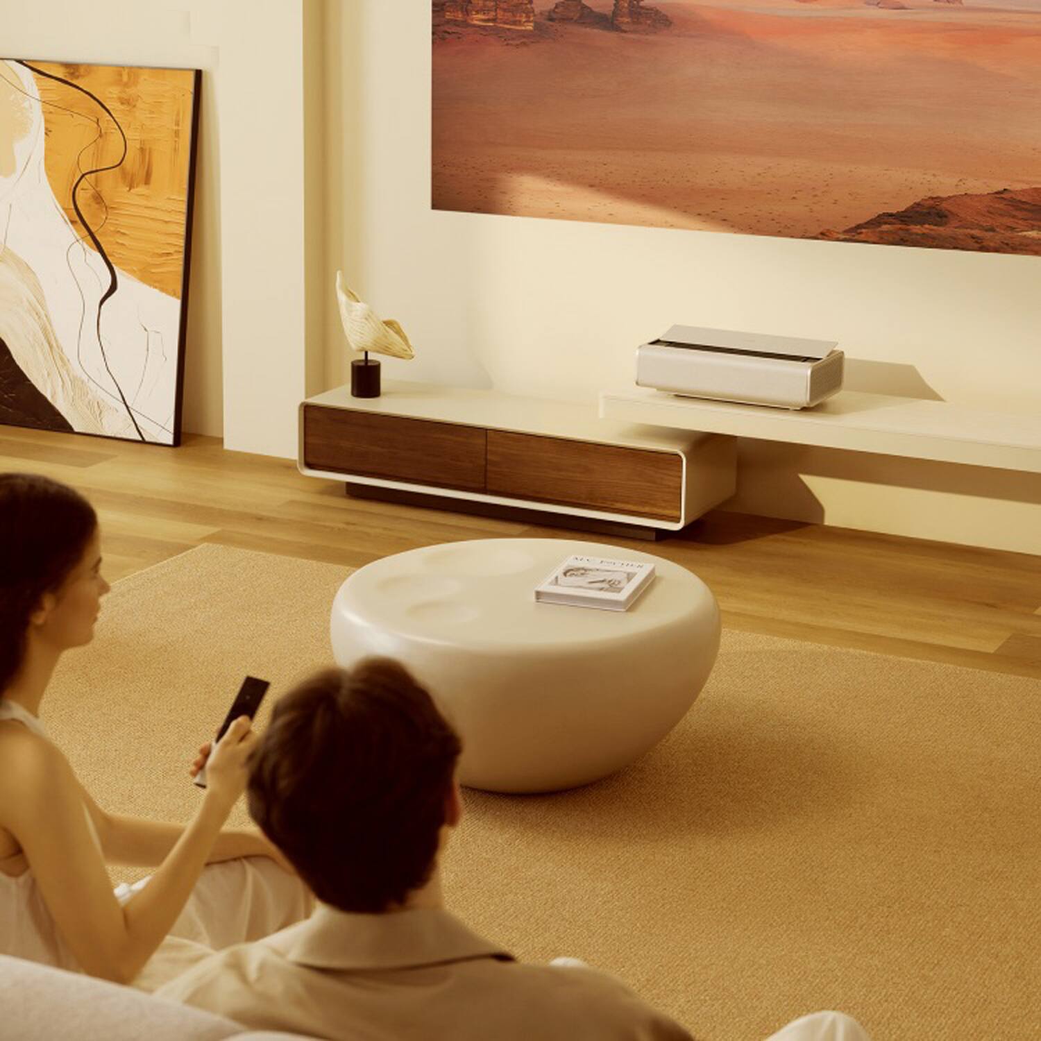 Alt View 2. XGIMI - AURA 2 4K UHD Laser Ultrashort-Throw Smart Multimedia Projector with Built-in Speakers and Remote - Silver.