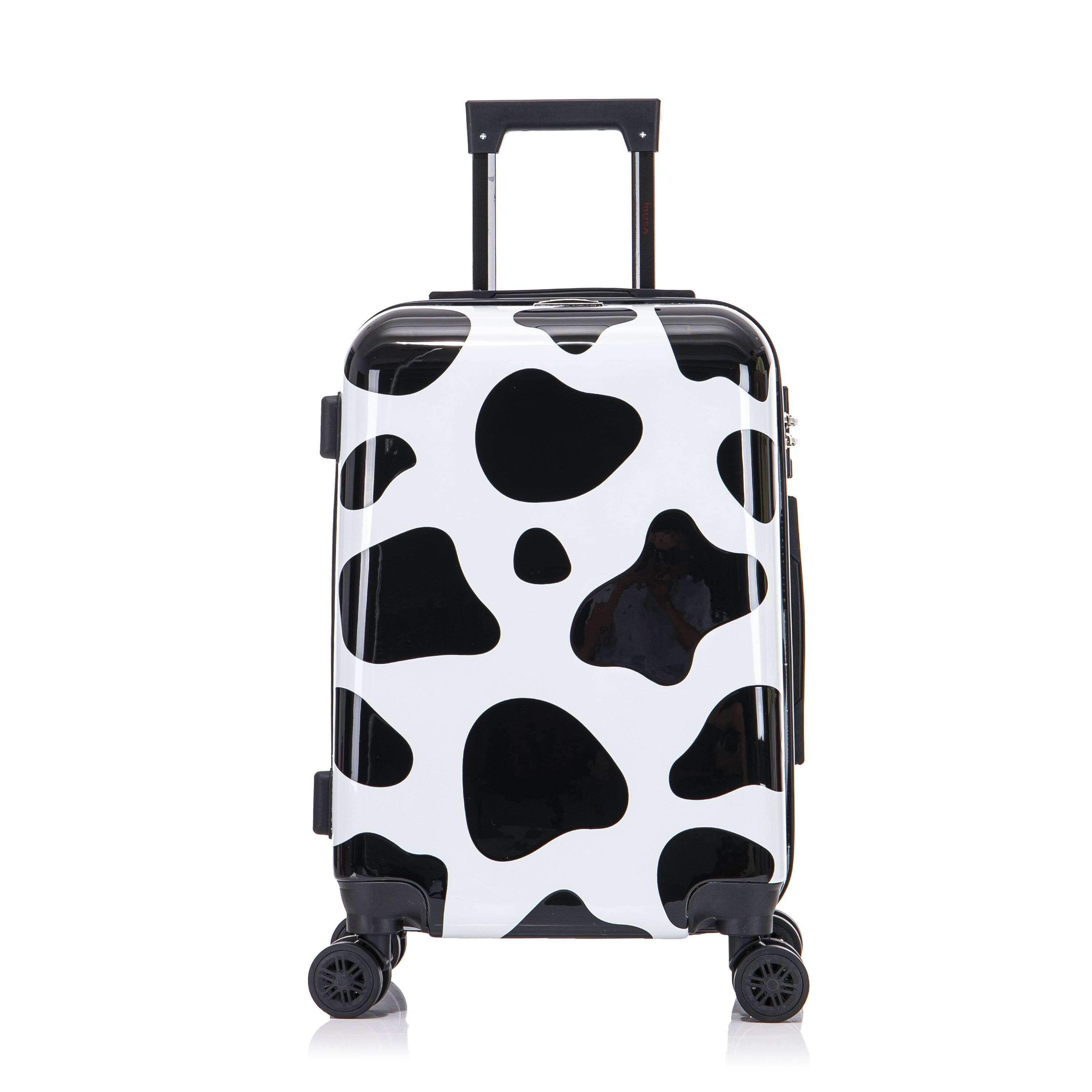 Angle. InUSA - Cow Prints lightweight hardside Spinner Luggage 20" carry-on - COW.