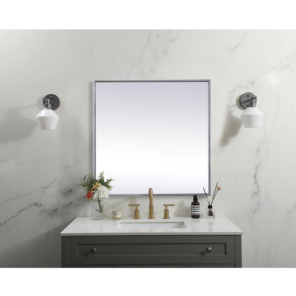 Alt View 2. Elegant Decor - Metal Frame Square Mirror 24 inch in Silver - Silver.