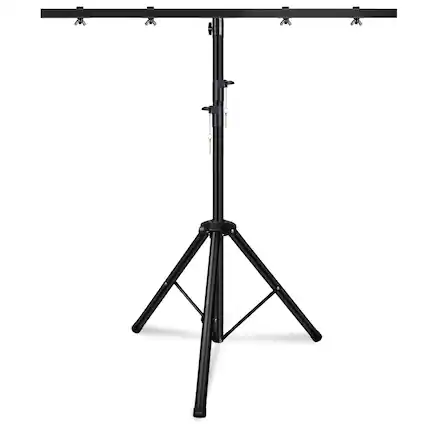 Front. 5 CORE - 5 Core DJ Light Stand Height Adjustable 39-100" Heavy Duty Tripod Stage Lights Stands w Light T Bar - Black.