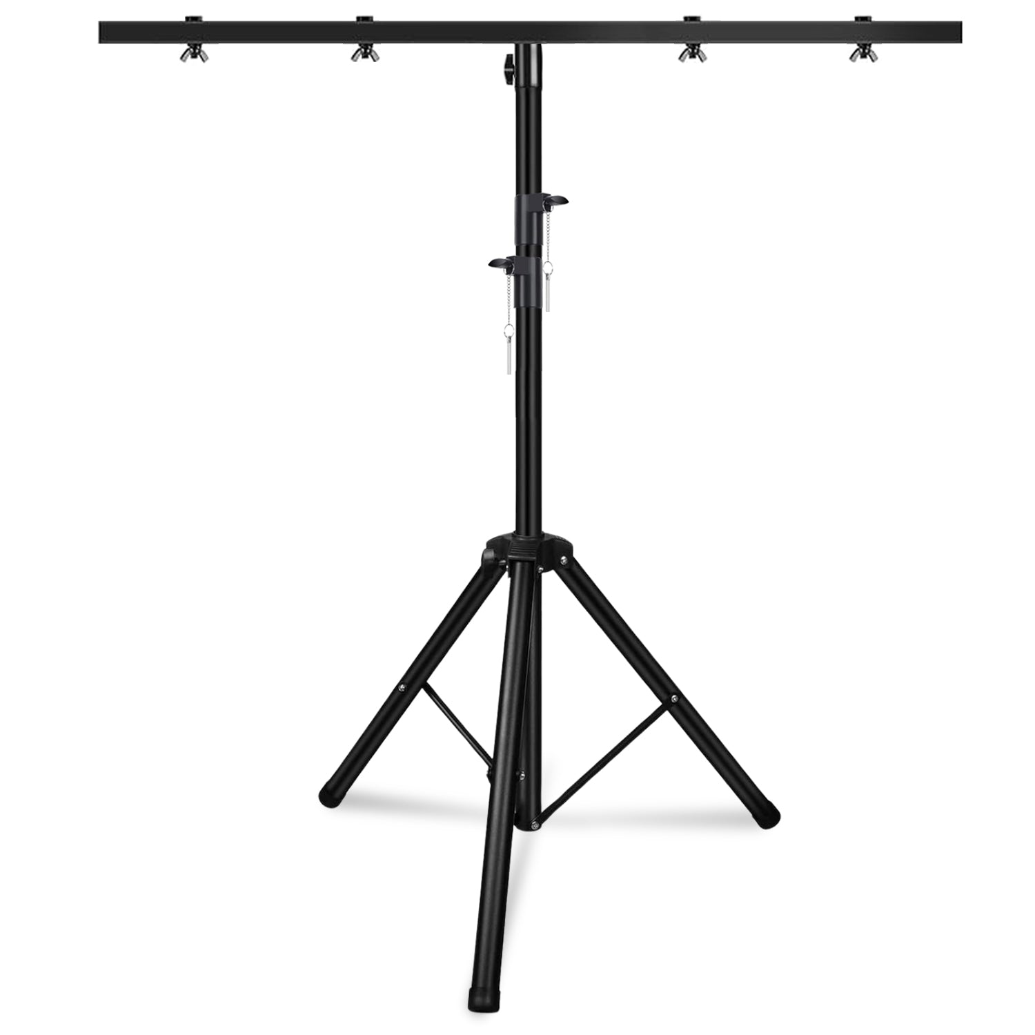 Front. 5 CORE - 5 Core DJ Light Stand Height Adjustable 39-100" Heavy Duty Tripod Stage Lights Stands w Light T Bar - Black.