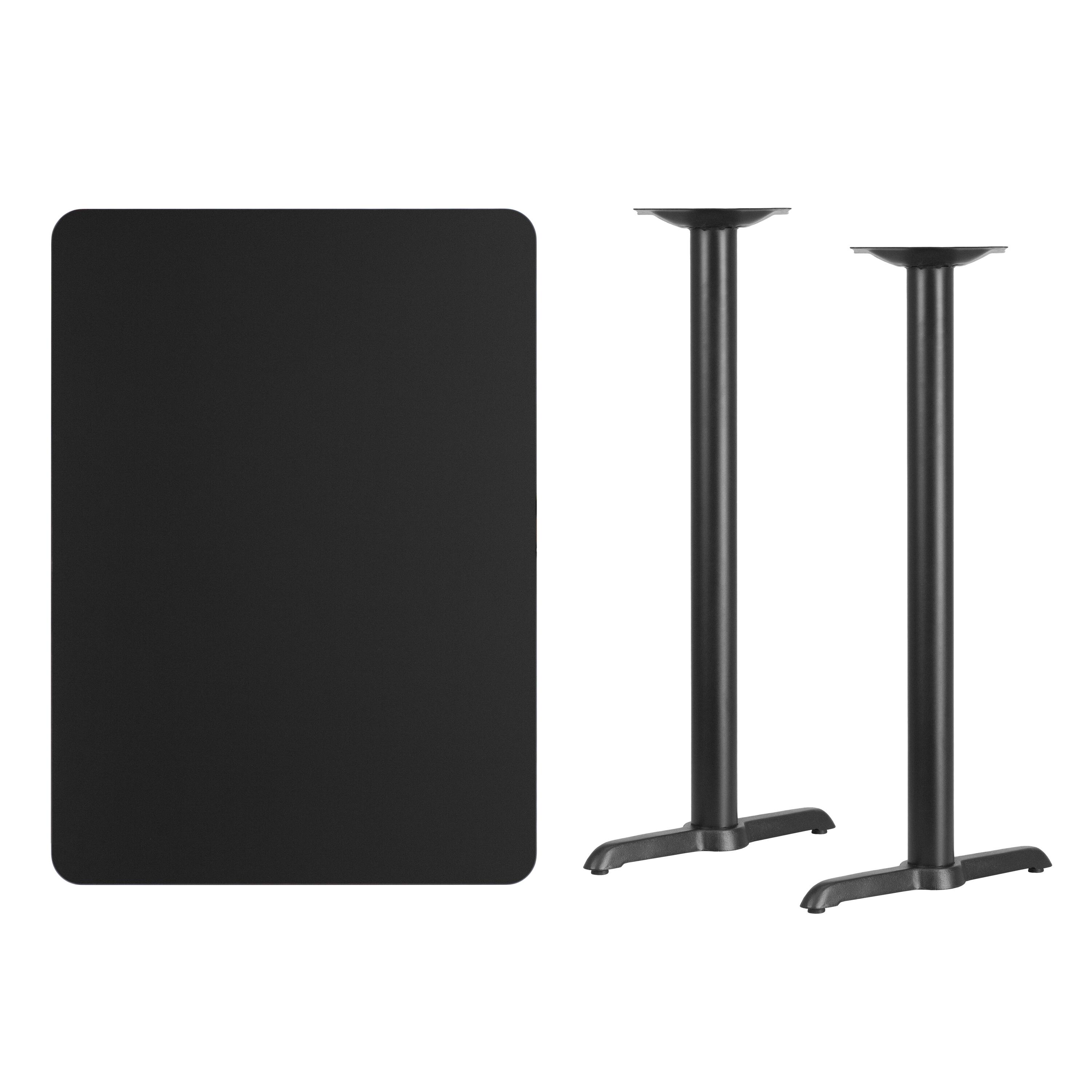 Alt View 2. Emma + Oliver - 30"x42" Rectangular Laminate Bar Table with 5"x22" Bases - Black.