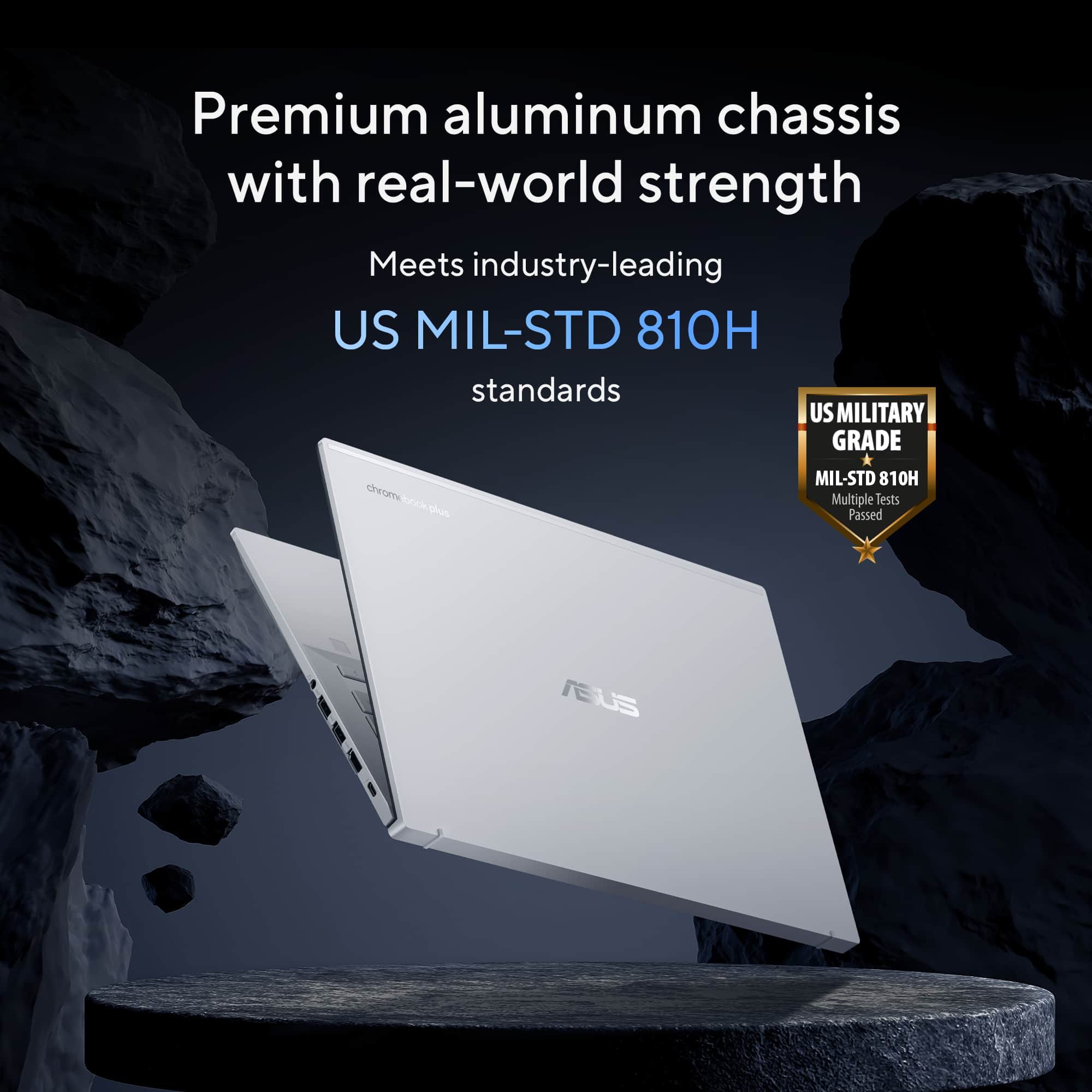 Premium aluminum chassis with real-world strength Meets industry-leading US MIL-STD 810H standards US MILITARY GRADE MIL-STD 810H domeorglus dvesm Multiple lests Passed REUS