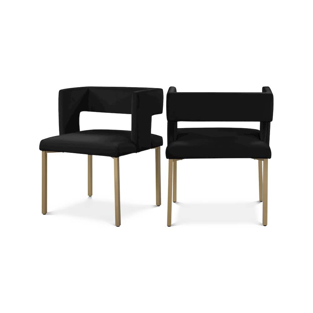 Meridian Furniture - Caleb Velvet Dining Chair, Set of 2 - Black