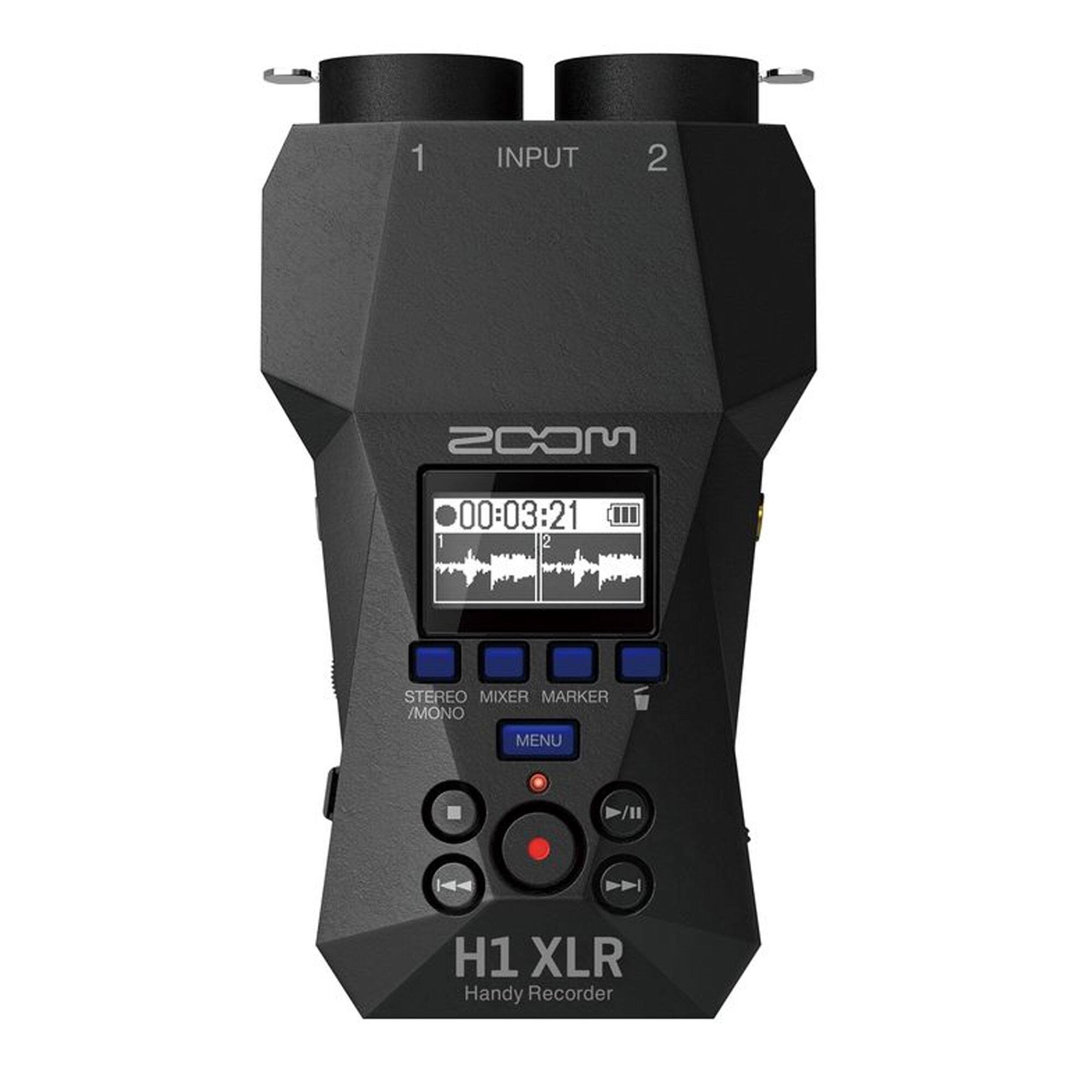 1 INPUT  
2 OUTPUT  

200M  
00:03:21  

STEREO MIXER / MONO  
MARKER  
MENU  

H1 XLR  
Handy Recorder