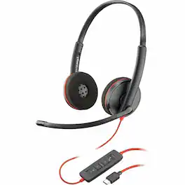 HP - Poly Blackwire 3220 Stereo USB-C Headset + USB-C/A Adapter (Bulk) - Stereo - USB Type C, Mini-phone (3.5mm) - Wired - 32 - Black