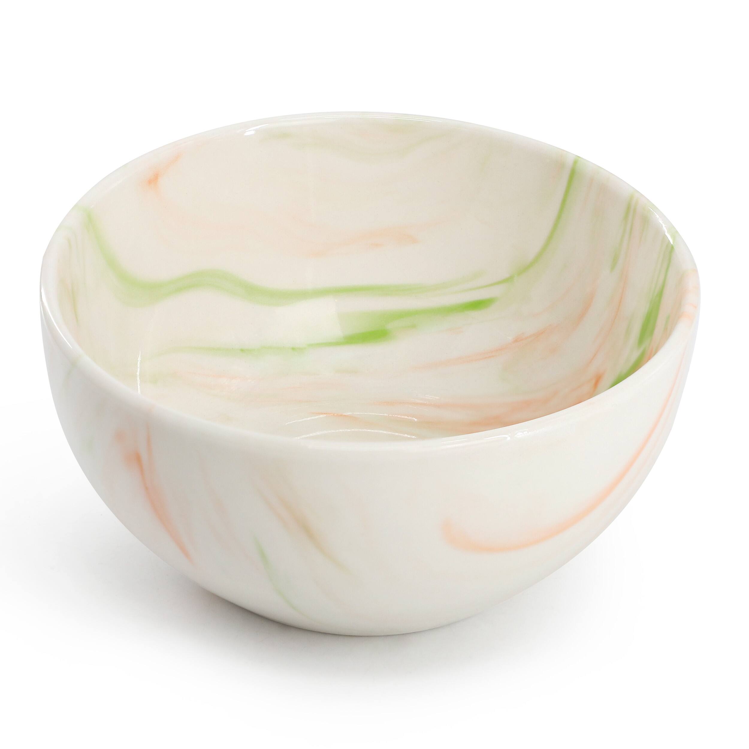 Alt View 3. Elama - Elama Fine Marble 16 Piece Porcelain Dinnerware Set in Orange and Green - Orange and Green.