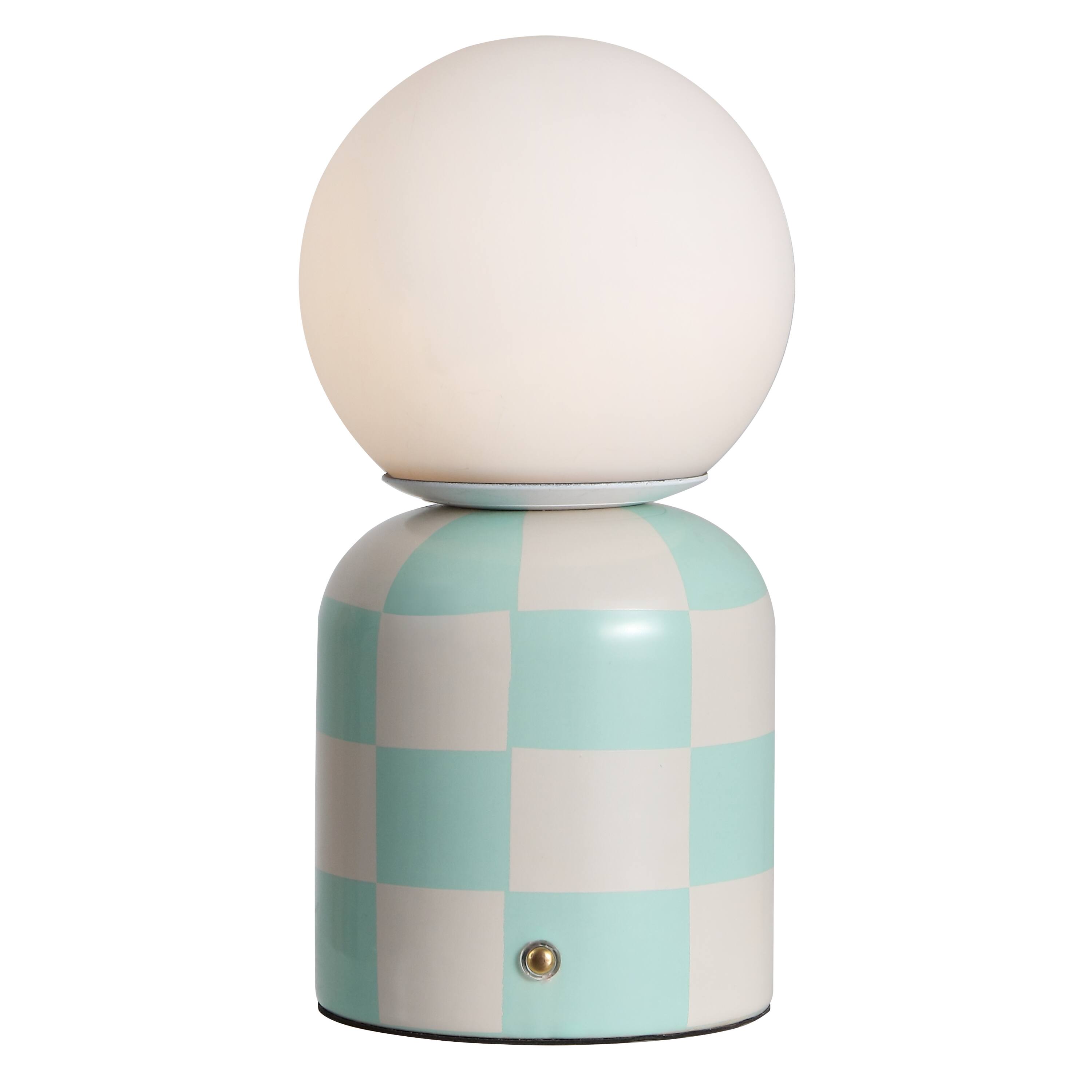 Front. Jonathan Y - Zira 10 in. Ceramic Rechargeable Cordless Portable Dimmable with Frosted Globe Shade LED Table Lamp, Light Green/Ivory - Light Green/Ivory.