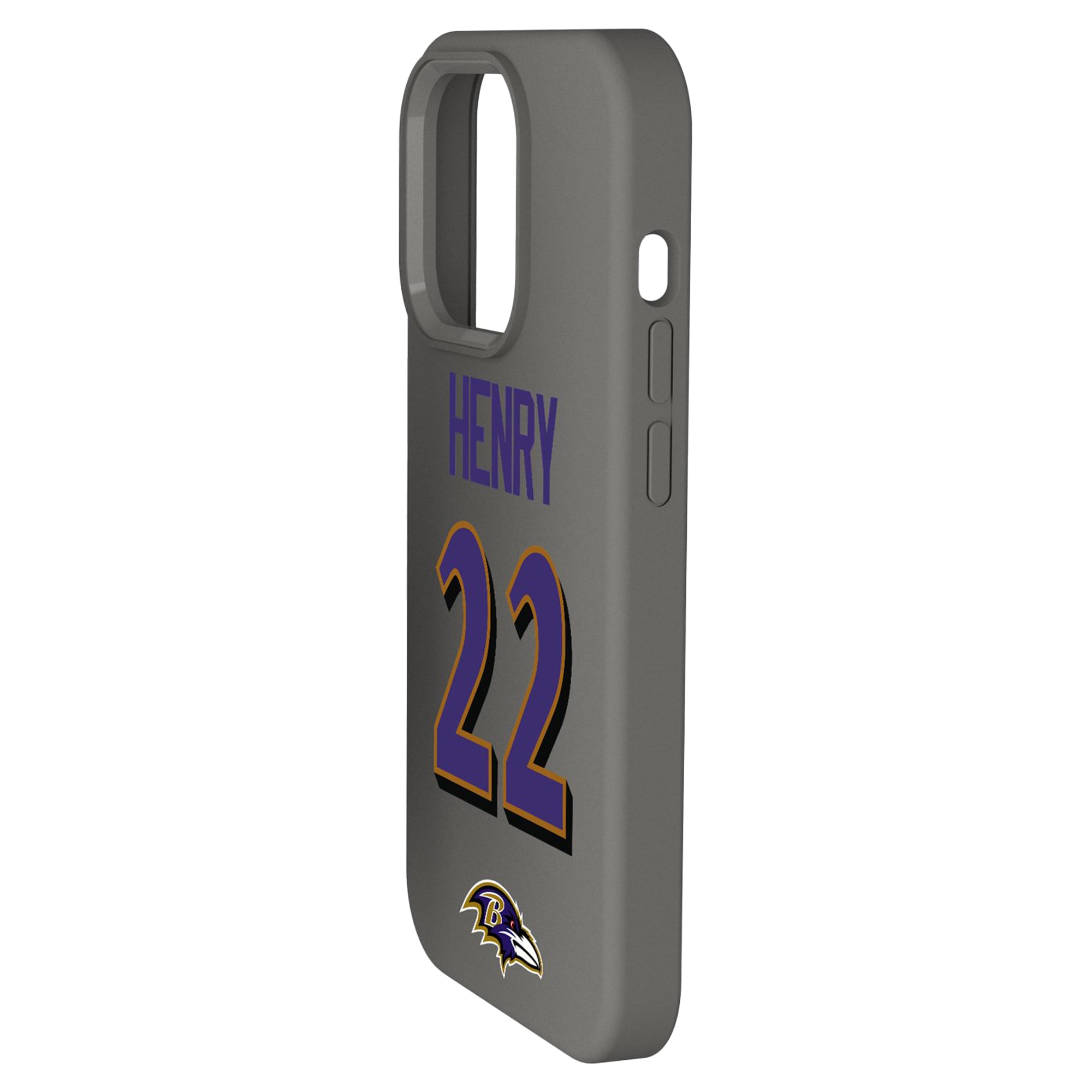 Alt View 1. Keyscaper - Derrick Henry Gray Baltimore Ravens Ready Soft Touch iPhone Case - 15 - Gray.
