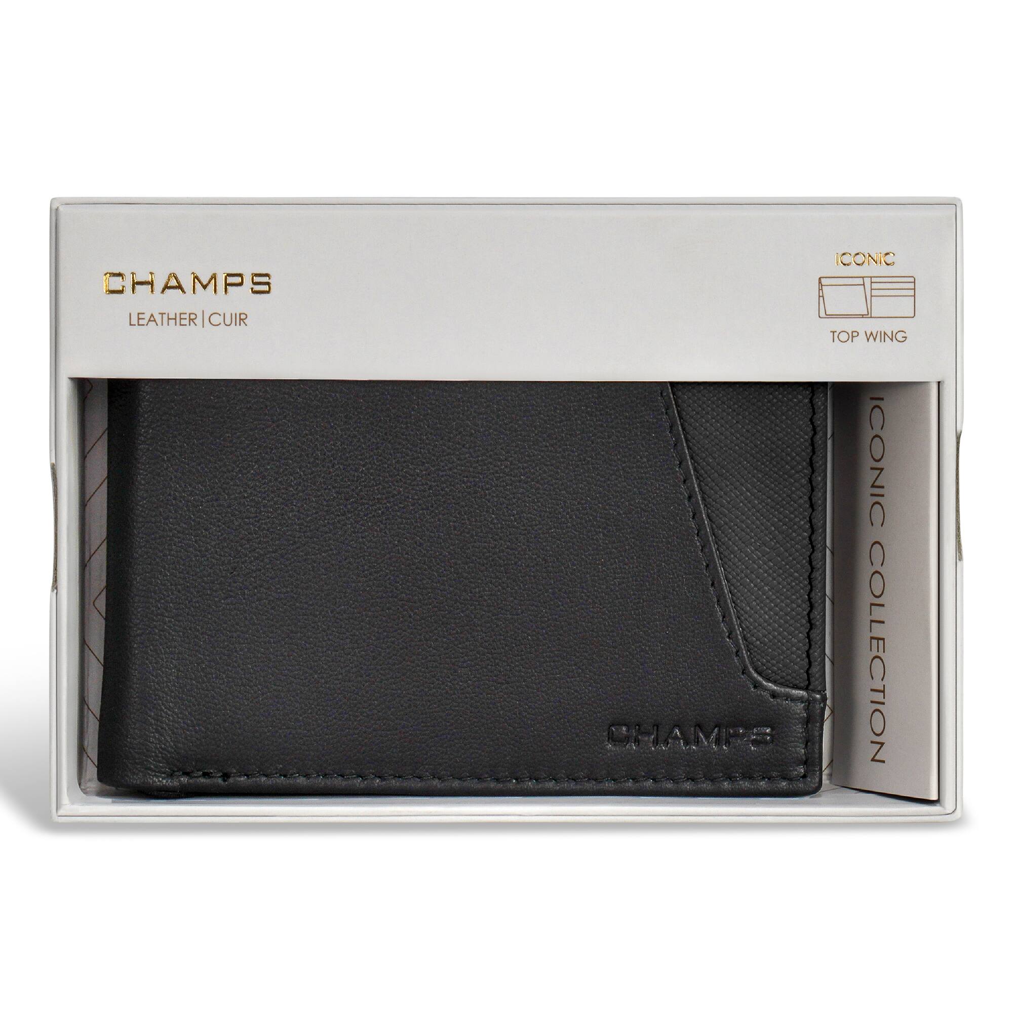 Champs Iconic Collection Leather Top Wing Wallet BlackBlack MW-102