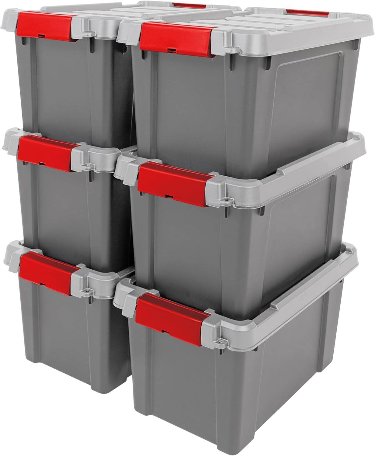 IRIS USA Lockable Storage Totes with Lids, Heavy Duty Durable Stackable ...