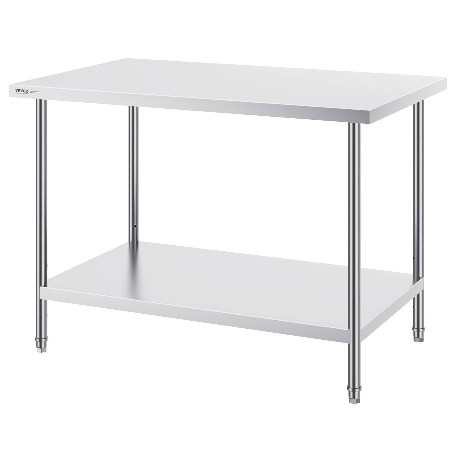 Alt View 5. VEVOR - Stainless Steel Prep Table, 30 x 48 x 34 Inch, 880 lbs Load Capacity, Heavy Duty Metal Worktable - Sliver.