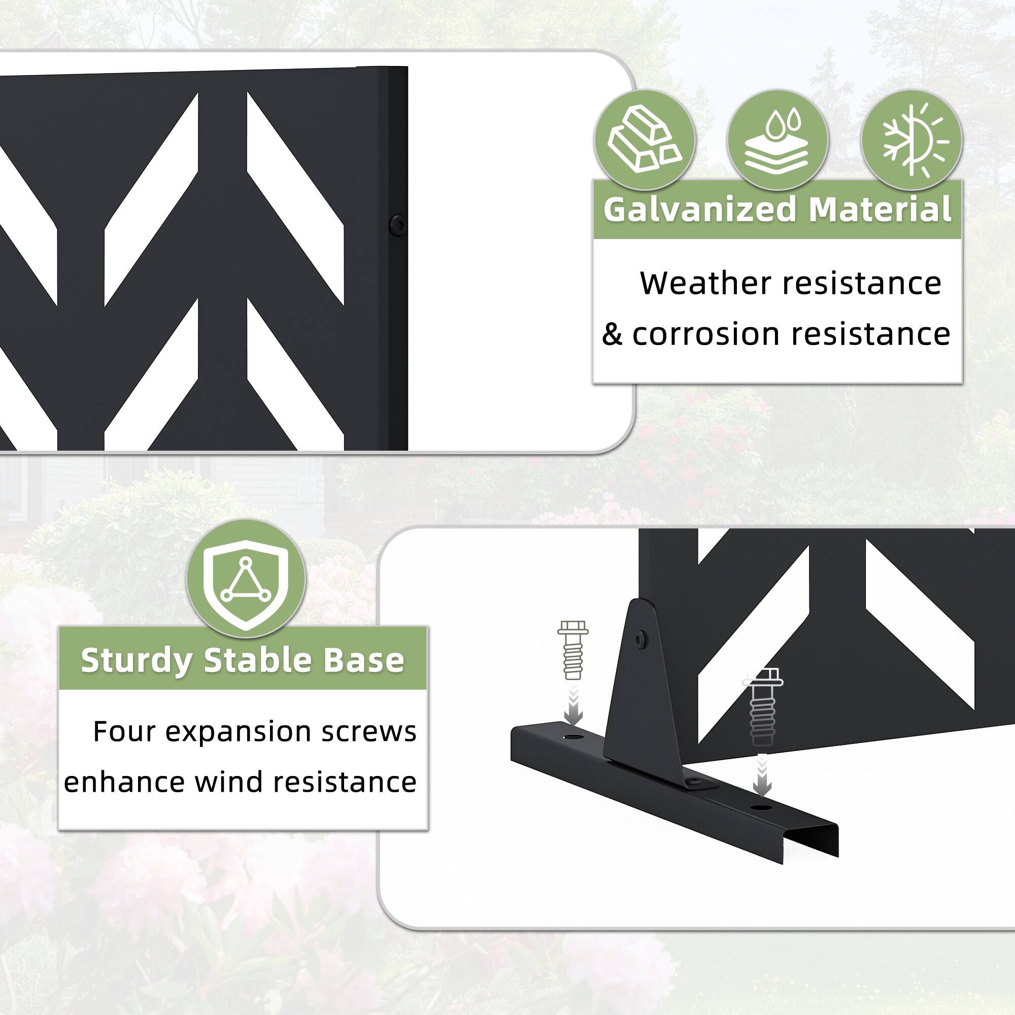 Galvanized Material  
Weather resistance & corrosion resistance  

Sturdy Stable Base  
Four expansion screws enhance wind resistance