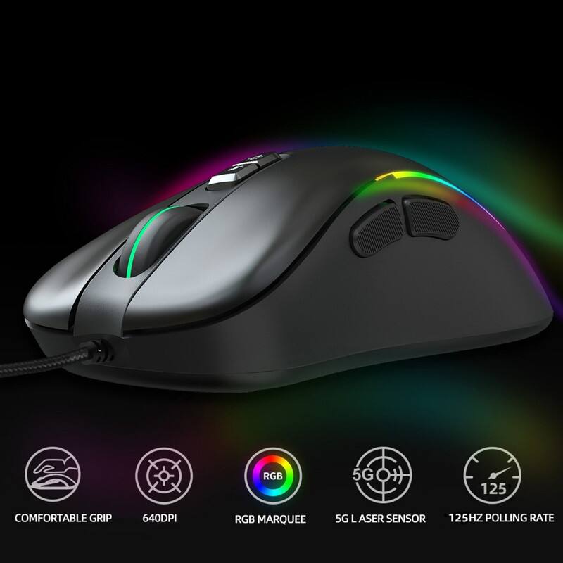 RGB Marquee  
640DPI  
5G Laser Sensor  
125Hz Polling Rate  
Comfortable Grip