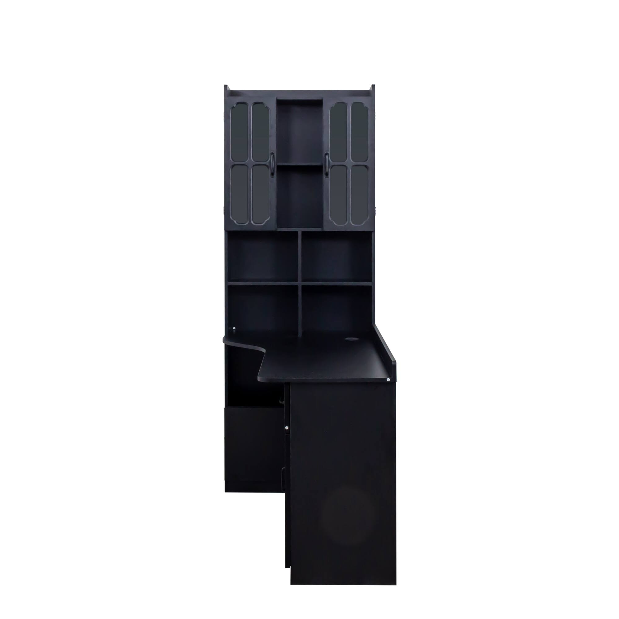 Alt View 5. Tiramisubest - L-Shaped Corner Computer Desk,Study Modern Style Table with Drawers,Bookshelf & Hutch,2-in-1 L-Shaped Design,Black - Black.