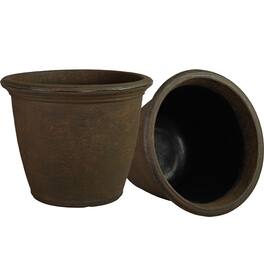 Sunnydaze - 20 in Anjelica Dual-Wall Polyresin Planter - Set of 2 - Rust