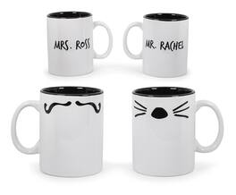 Ukonic - Friends Mr. Rachel Whiskers and Mrs. Ross Moustache Double-Sided Mugs | Set of 2 - White