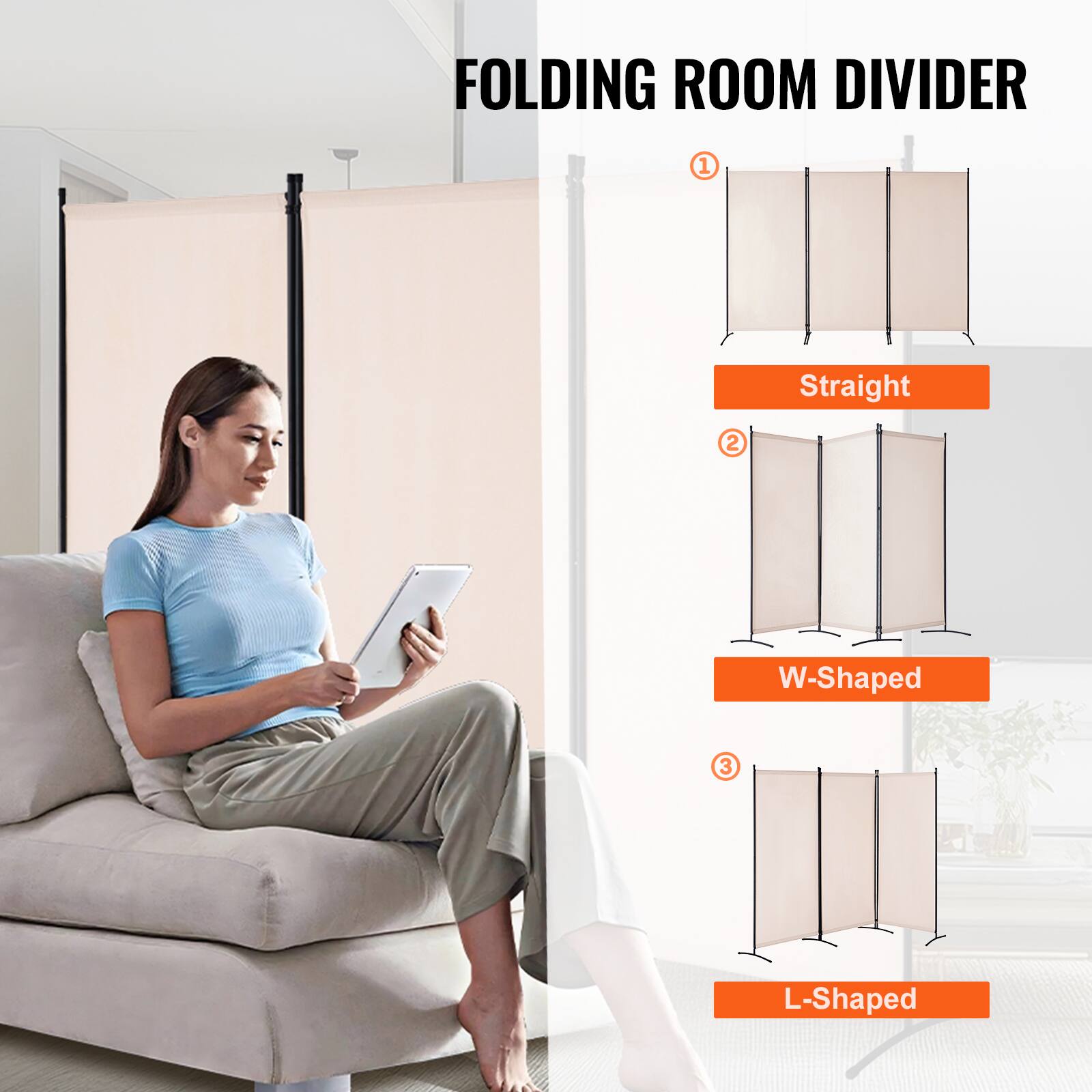 FOLDING ROOM DIVIDER
1. Straight
2. W-Shaped
3. L-Shaped