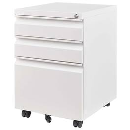 GOODSILO - Fully Assembled Locking Mobile File Cabinet on Casters - 3 Drawers - White
