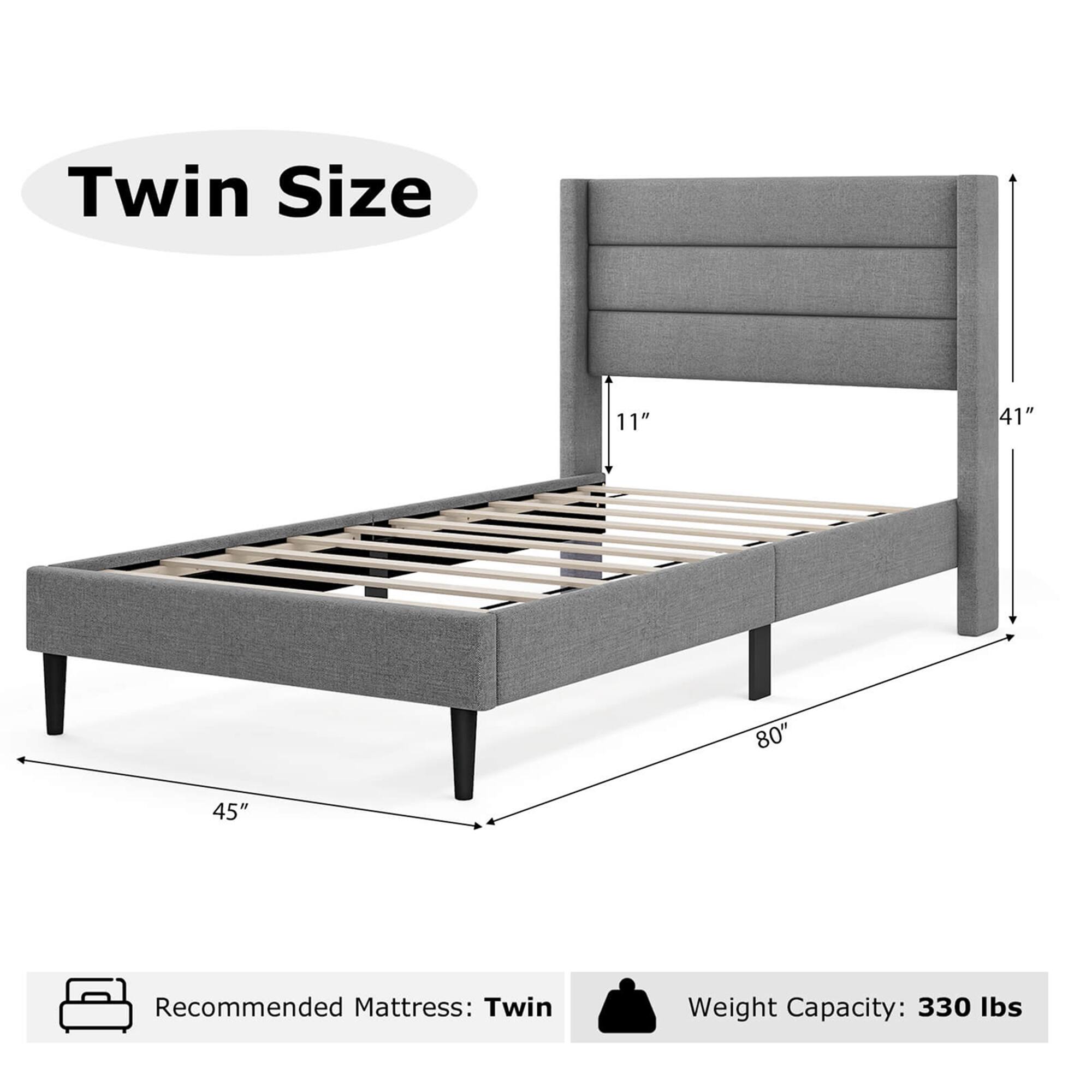 Twin Size 11" 41" 80" 45" Recommended Mattress: Twin Weight Capacity: 330 lbs