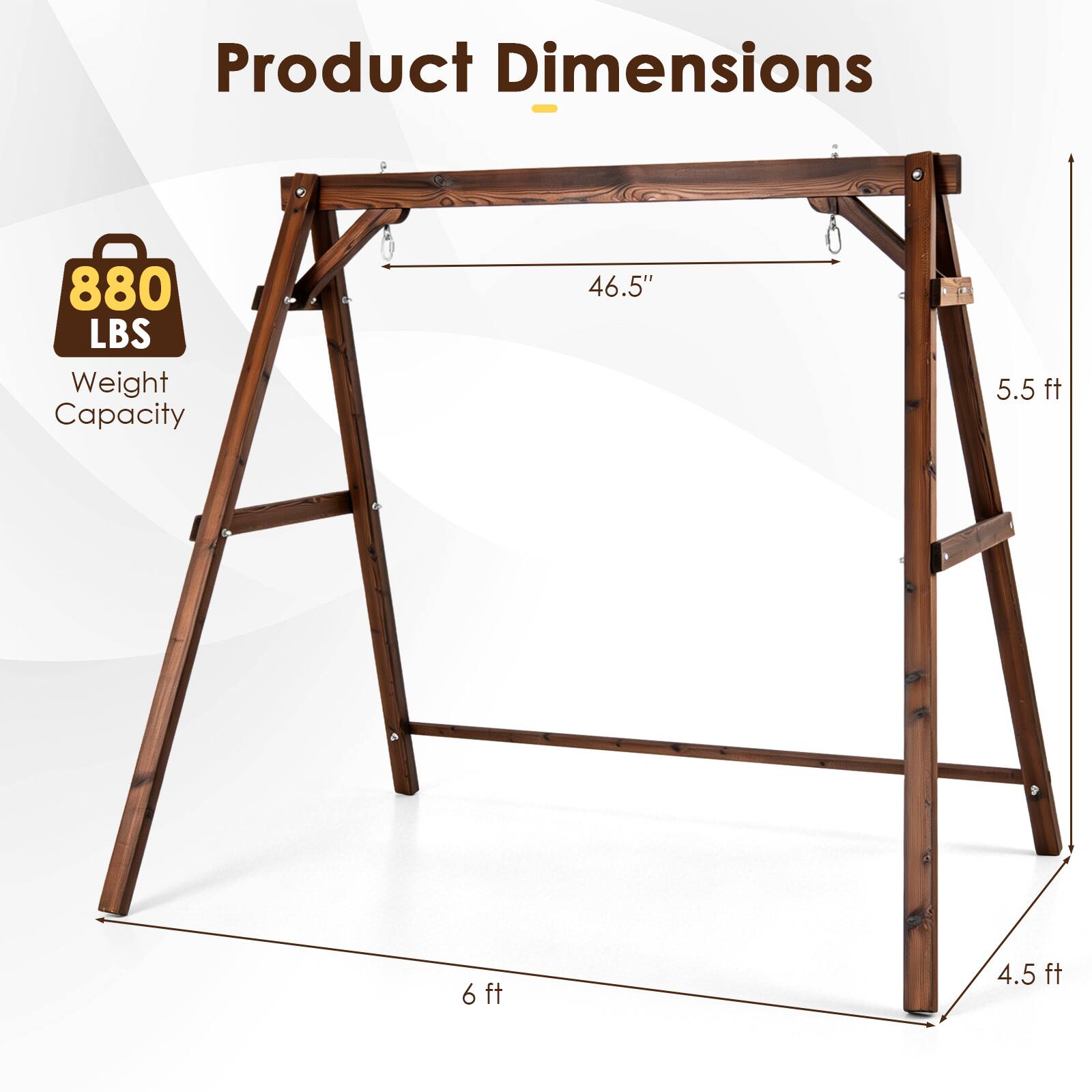 Product Dimensions  
880 LBS Weight Capacity  
46.5"  
5.5 ft  
6 ft  
4.5 ft
