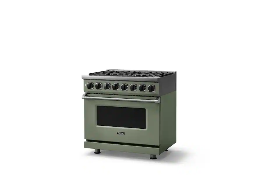 Wide Line Precision Viking 36 in. Wide 6 Burner Dual Fuel Sealed Buner Frestanding Range ...
