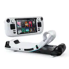 Syntech - Protective Case Compatible with Steam Deck Console OLED/LCD, All-Round Protection with Non-Slip Thumb Grips - White