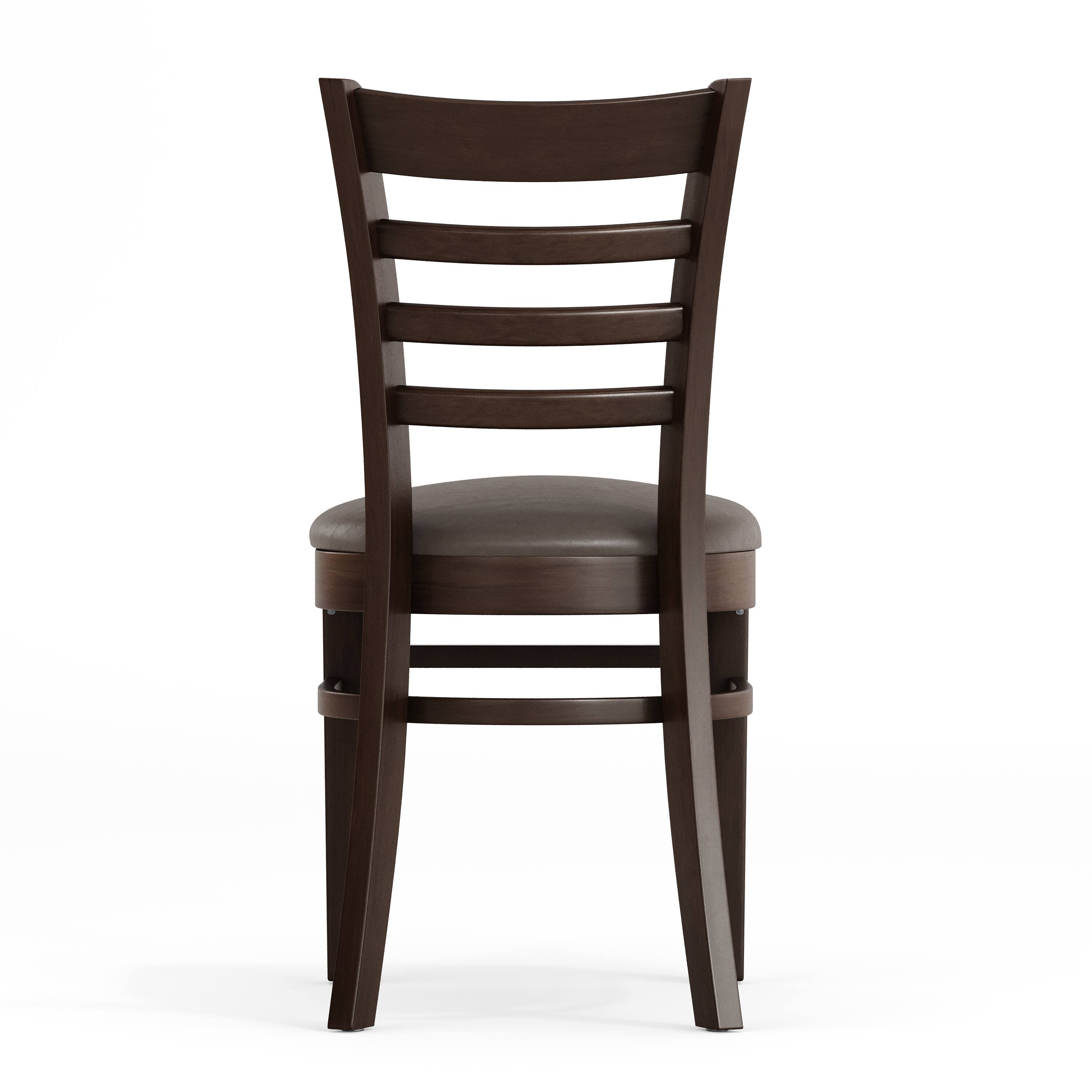 Alt View 7. Emma + Oliver - Ladder Back Wooden Restaurant Dining Chair - Mocha Vinyl Seat/Walnut Wood Frame.