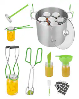 VEVOR - Canning Supplies Starter Kit, 9 Pieces Stainless Steel Water Bath Canning Kit for Beginners, Canning Tools Set: Pot - Green