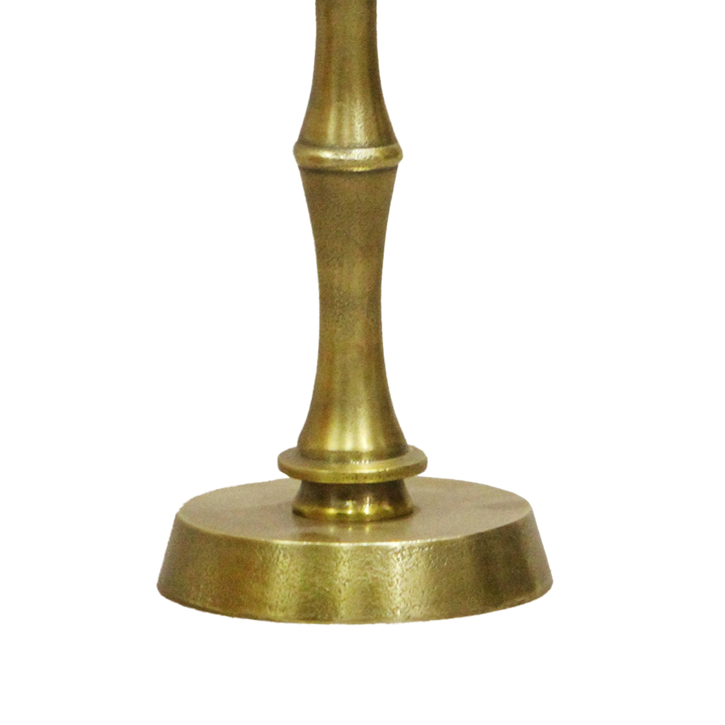Left. Manhattan Lane - 26 Inch Side End Drink Table, Turned Pedestal Metal Base, Round Top - Brass.