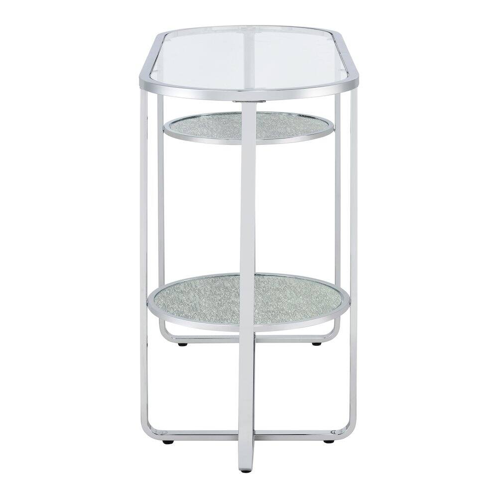 Alt View 2. Furniture of America - Ludington Metal 2-Shelf Sofa Table in Chrome - Silver.