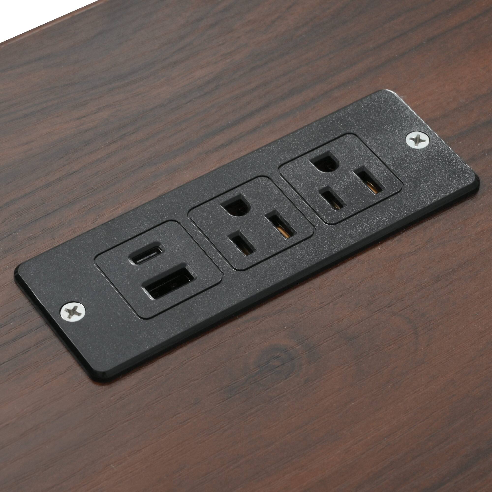 Alt View 9. PexFix - 54" Farmhouse Kitchen Island Cart with Built-in Power Outlet, Drop Leaf and Abundant Storage - Black.