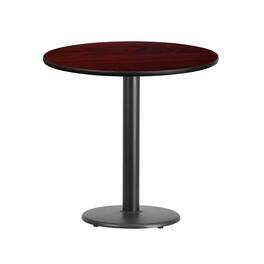 Emma + Oliver - 30" Round Laminate Table Top with 18" Round Table Height Base - Mahogany