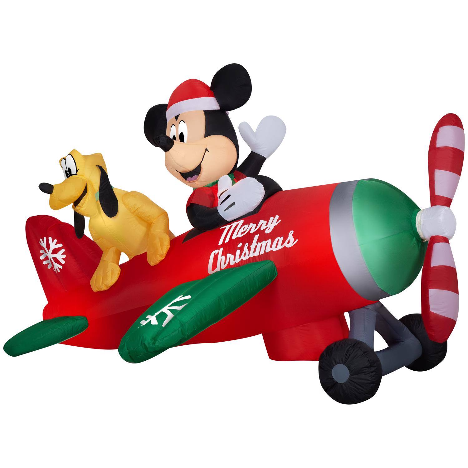Gemmy - Airblown Animated Christmas Inflatable Mickey Mouse and Pluto in Airplane 54 in. Inflatable - Multicolored