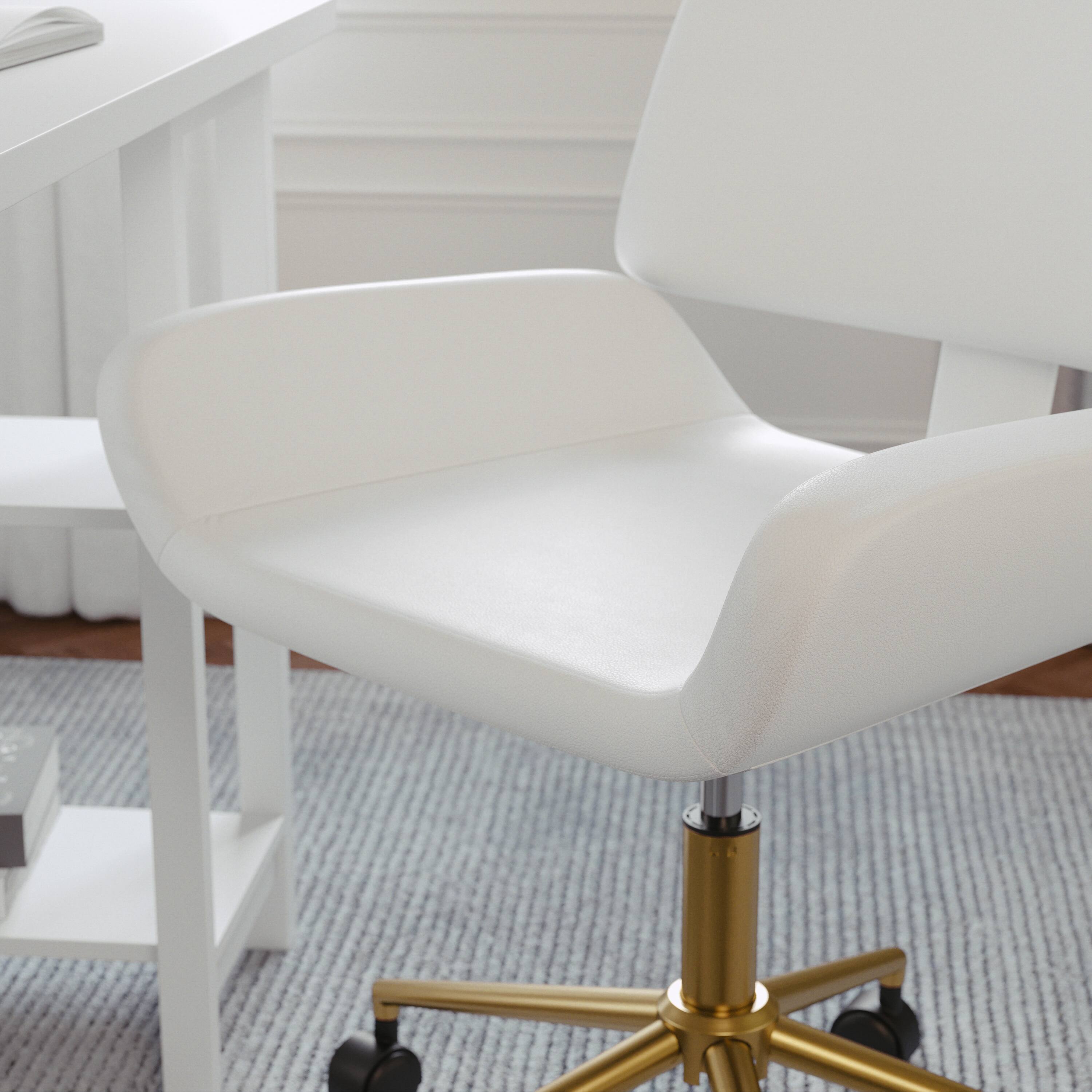 Alt View 16. Martha Stewart - Tyla Faux Leather Office Chair - White Faux Leather/Polished Brass.