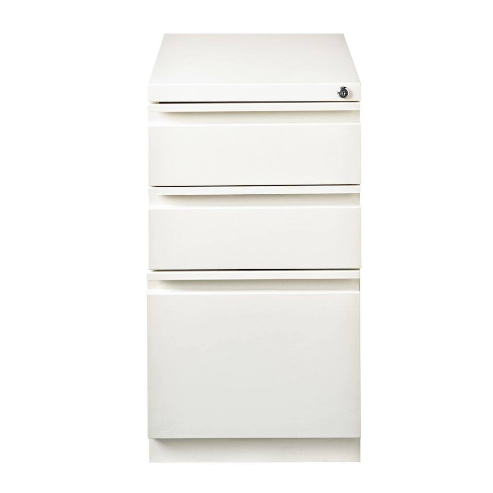 Front. Hirsh - Hirsh 20" Deep Mobile Pedestal File Cabinet 3 Drawer Box-Box-File, White - White.