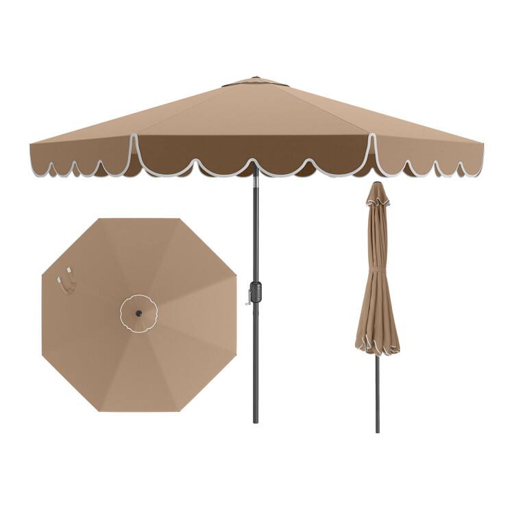 Front. SlickBlue - 10-ft Outdoor Patio Umbrella Market Style with Crank Handle and Tilt - Brown.