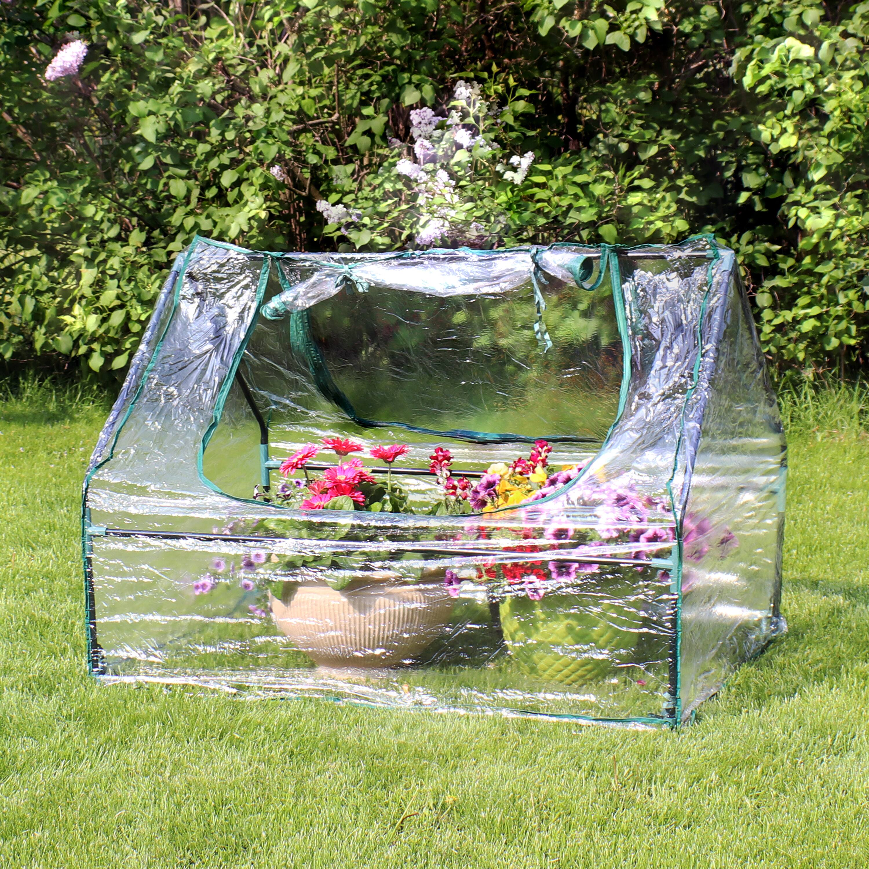 Alt View 3. Sunnydaze - 4 x 3 ft Iron PVC Panel Mini Greenhouse with 2 Doors - Clear.