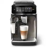 Philips - 3300 Fully Automatic Espresso and Coffee Machine with LatteGo Milk Frother, Black and Chrome - Black/Silver - Front_Zoom