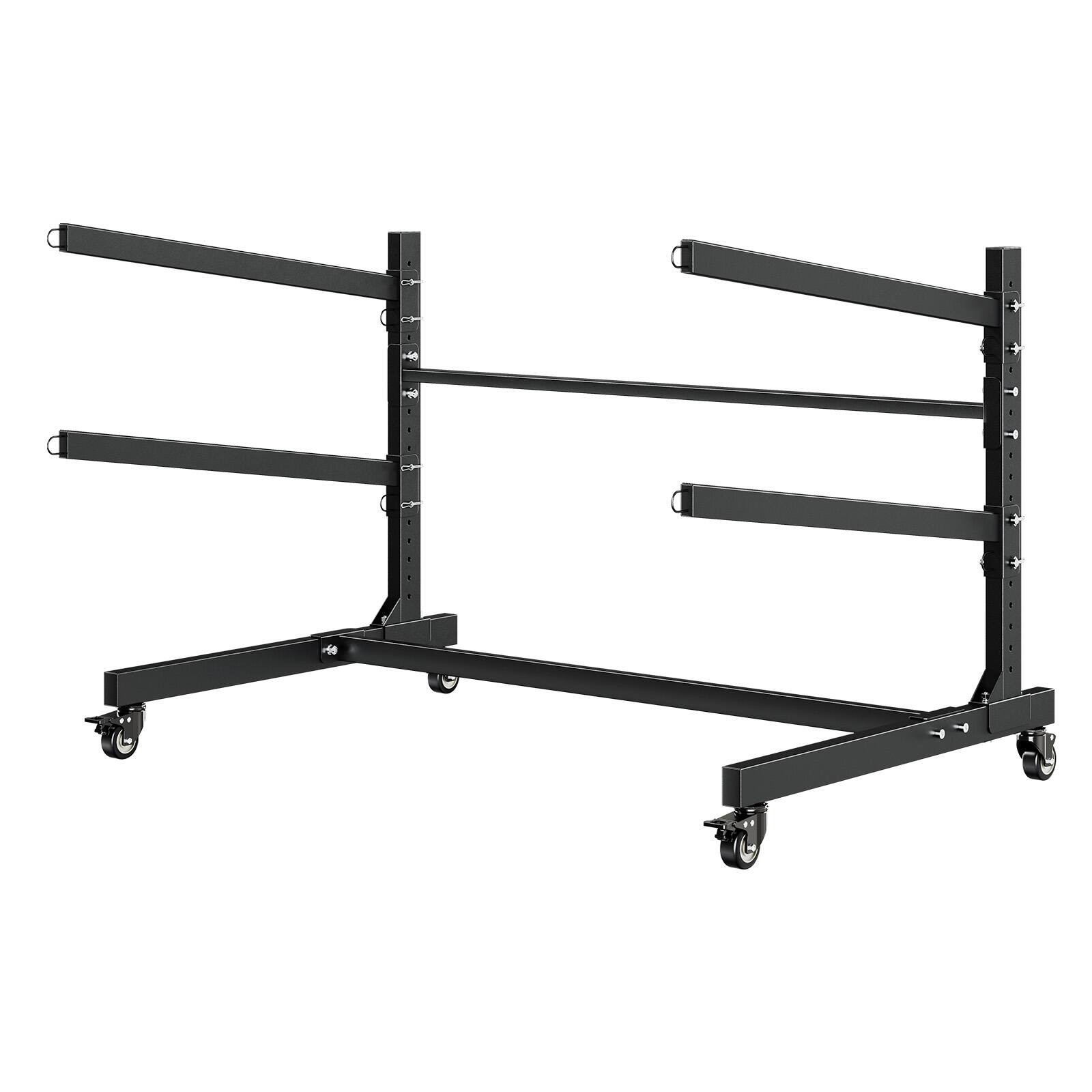Alt View 5. VEVOR - Kayak Storage Rack for 2 Kayaks, Holds 175 lbs, Heavy Duty Adjustable Freestanding Stand with Lockable Wheels - Black.