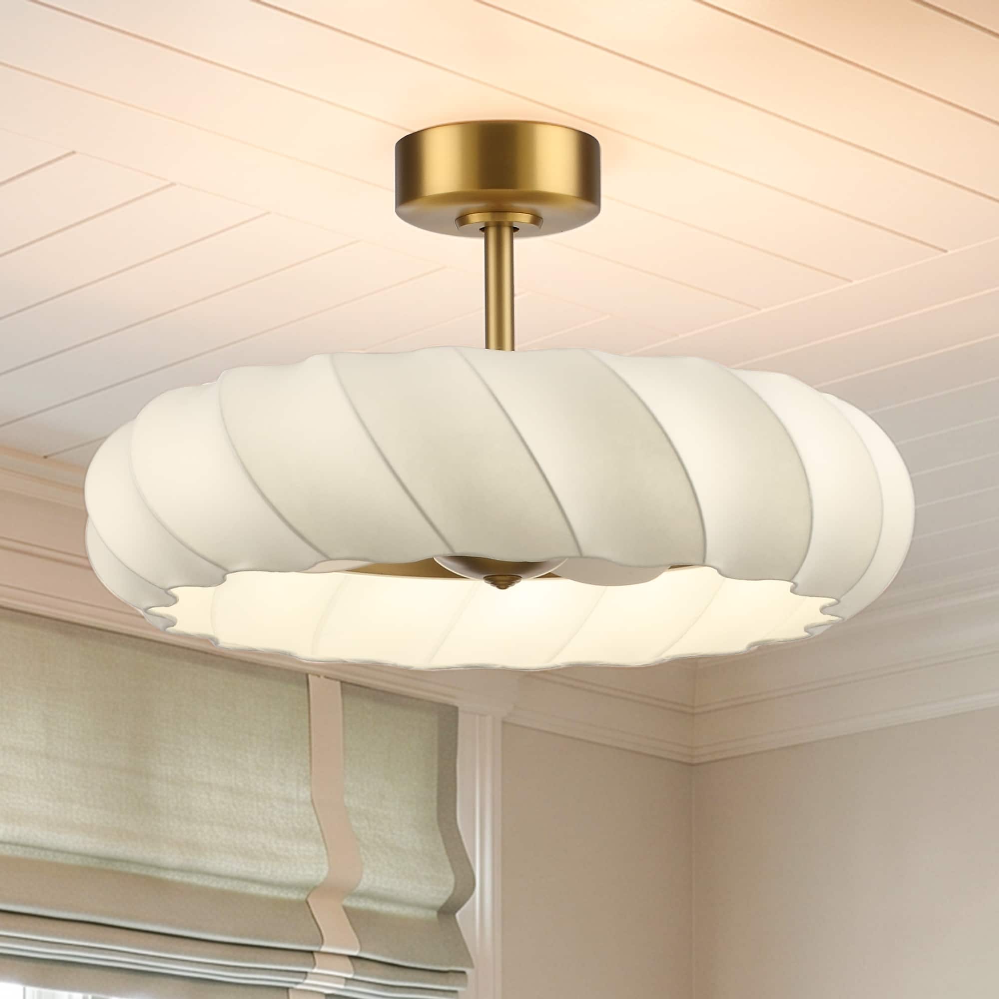 "Parrot Uncle - 30"" Modern Silk Ceiling Fan with LED Light, 6-Speed Reversible Motor and Remote Control - Brass" price history on PriceWatchPro