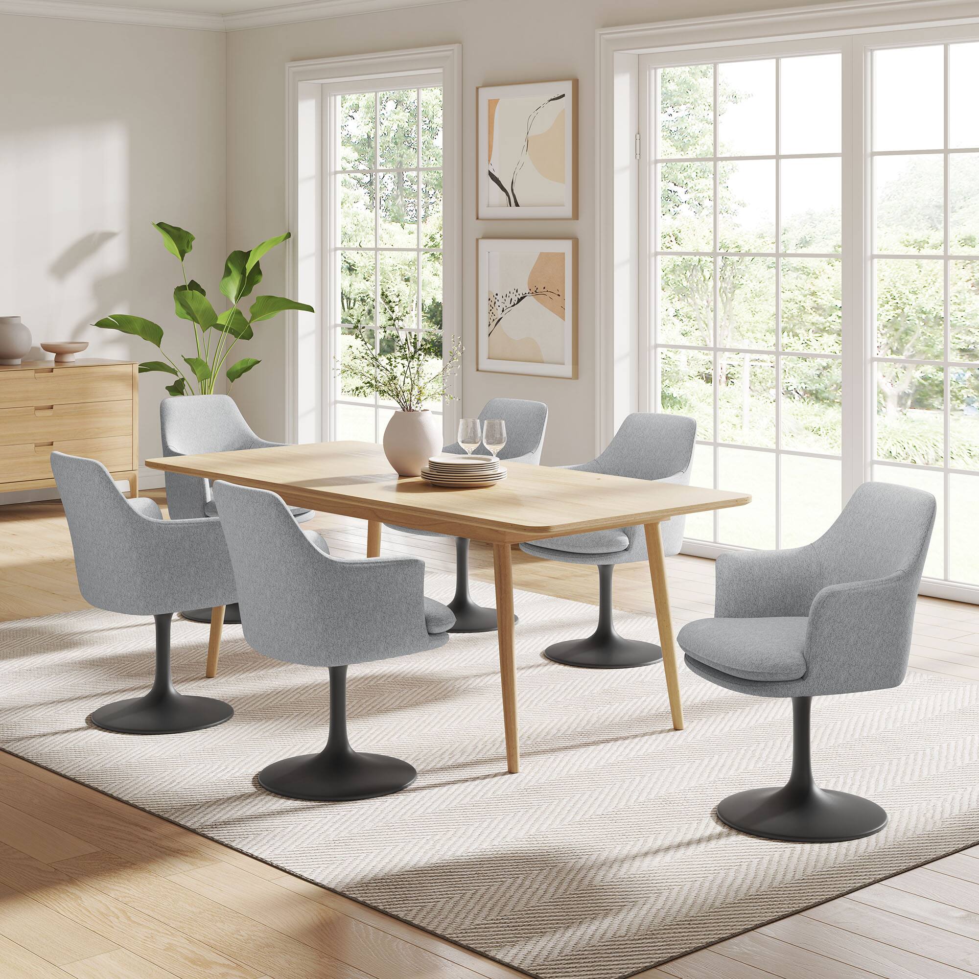 Alt View 1. Modway - Lippa Swivel Dining Armchair - Black Light Gray.