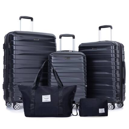 Front. BreeBe - Expandable Hard PC 5-Piece Luggage Set with TSA Lock and Spinner Wheels - Black.