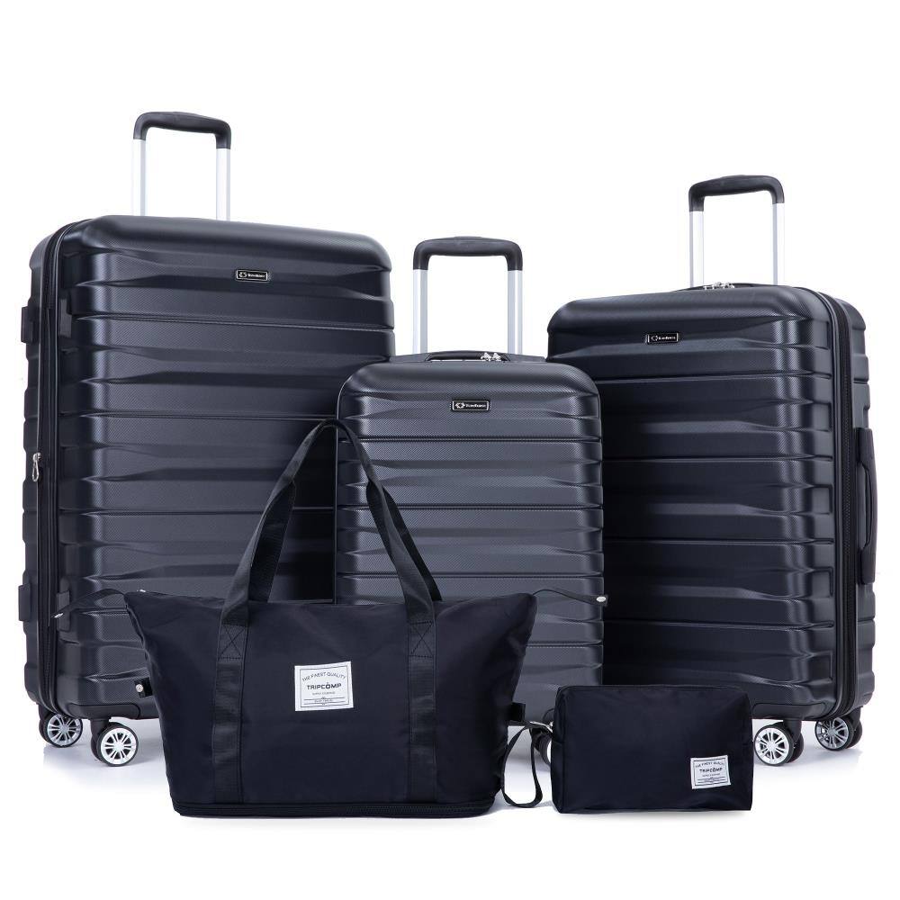 Front. BreeBe - Expandable Hard PC 5-Piece Luggage Set with TSA Lock and Spinner Wheels - Black.