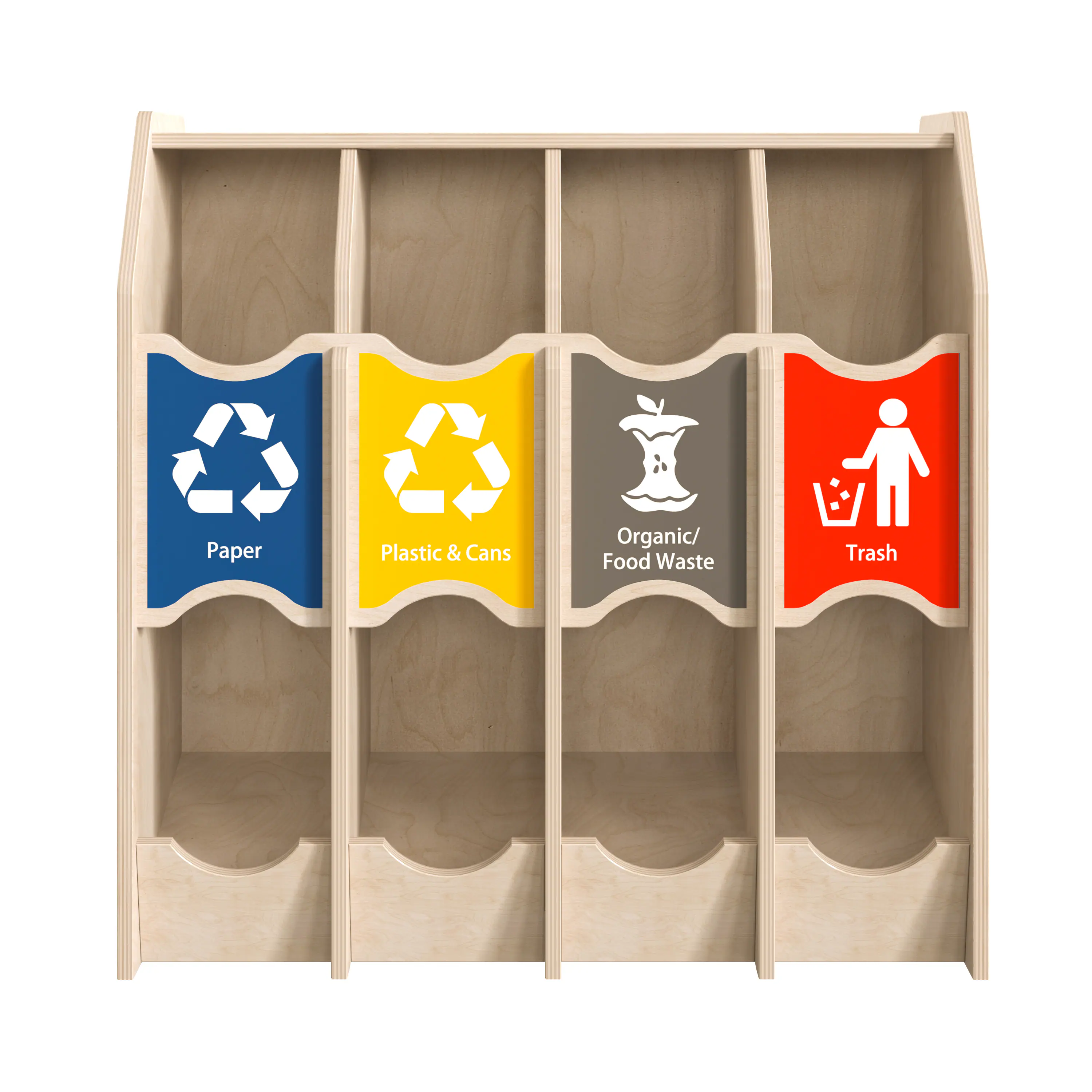 Paper  
Plastic & Cans  
Organic/ Food Waste  
Trash