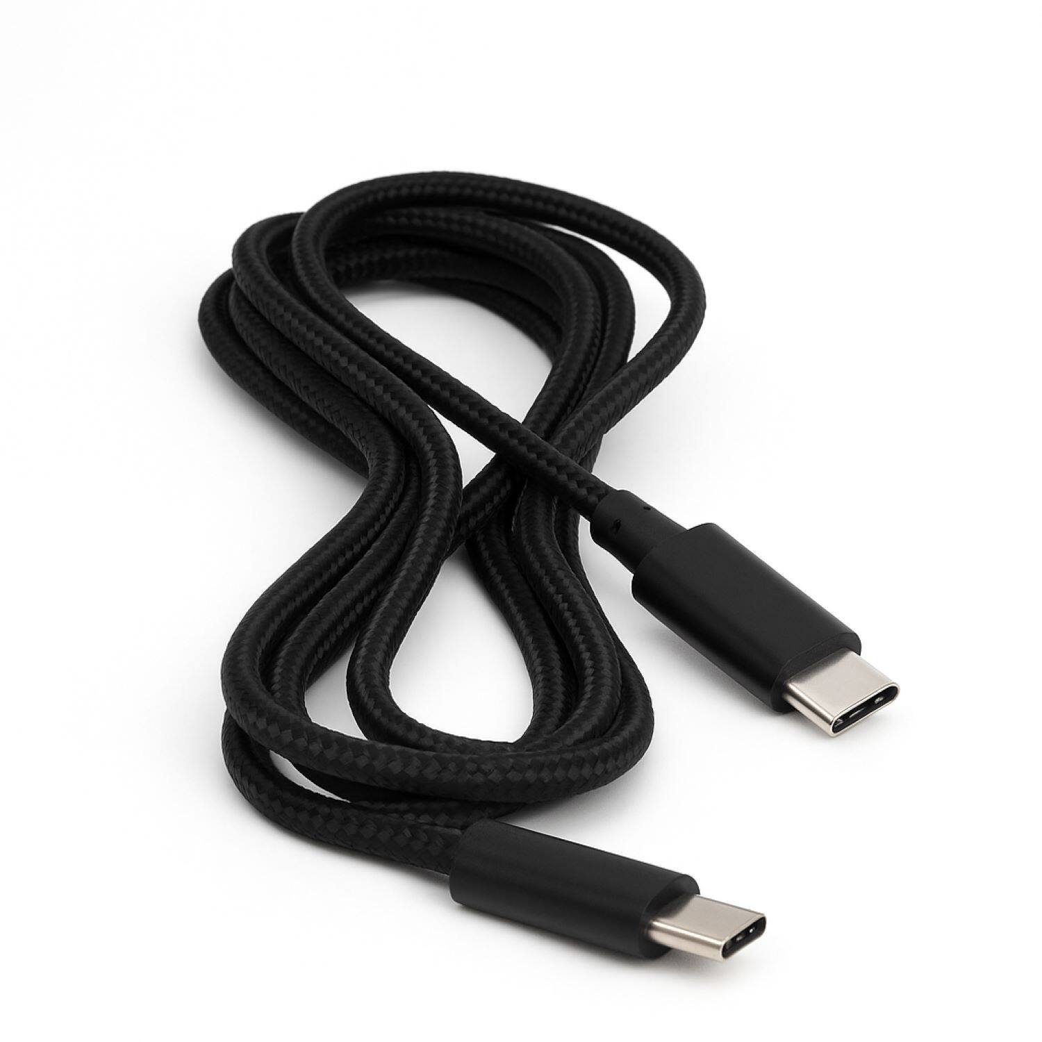 Angle. Sanoxy - Braided USB-C to USB-C Fast Charging Cable 6FT - Black.