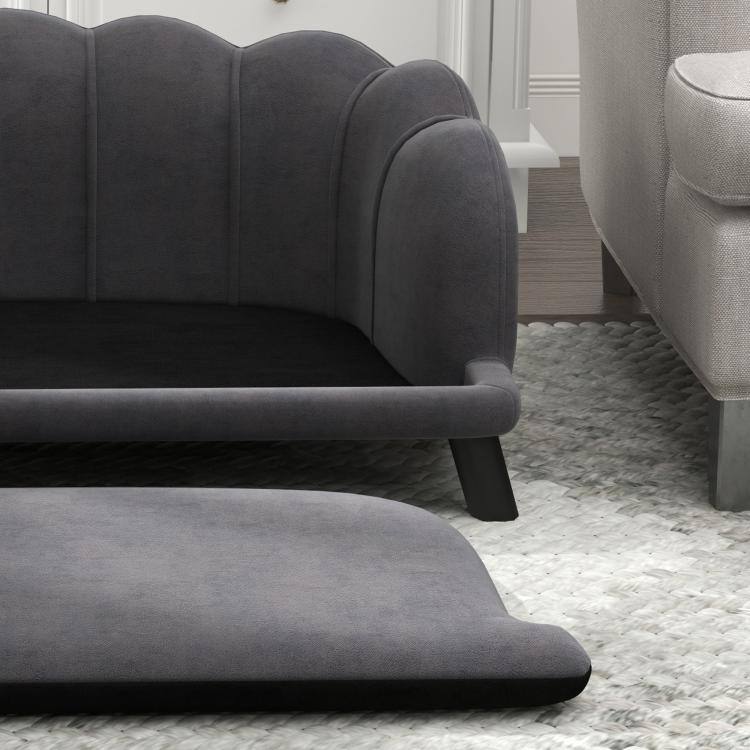 Alt View 10. PULUZ - Pearl Design Pet Sofa for Medium and Large Sized Dogs, Pet Bed with Cushion and Solid Wood Legs - Charcoal Gray.