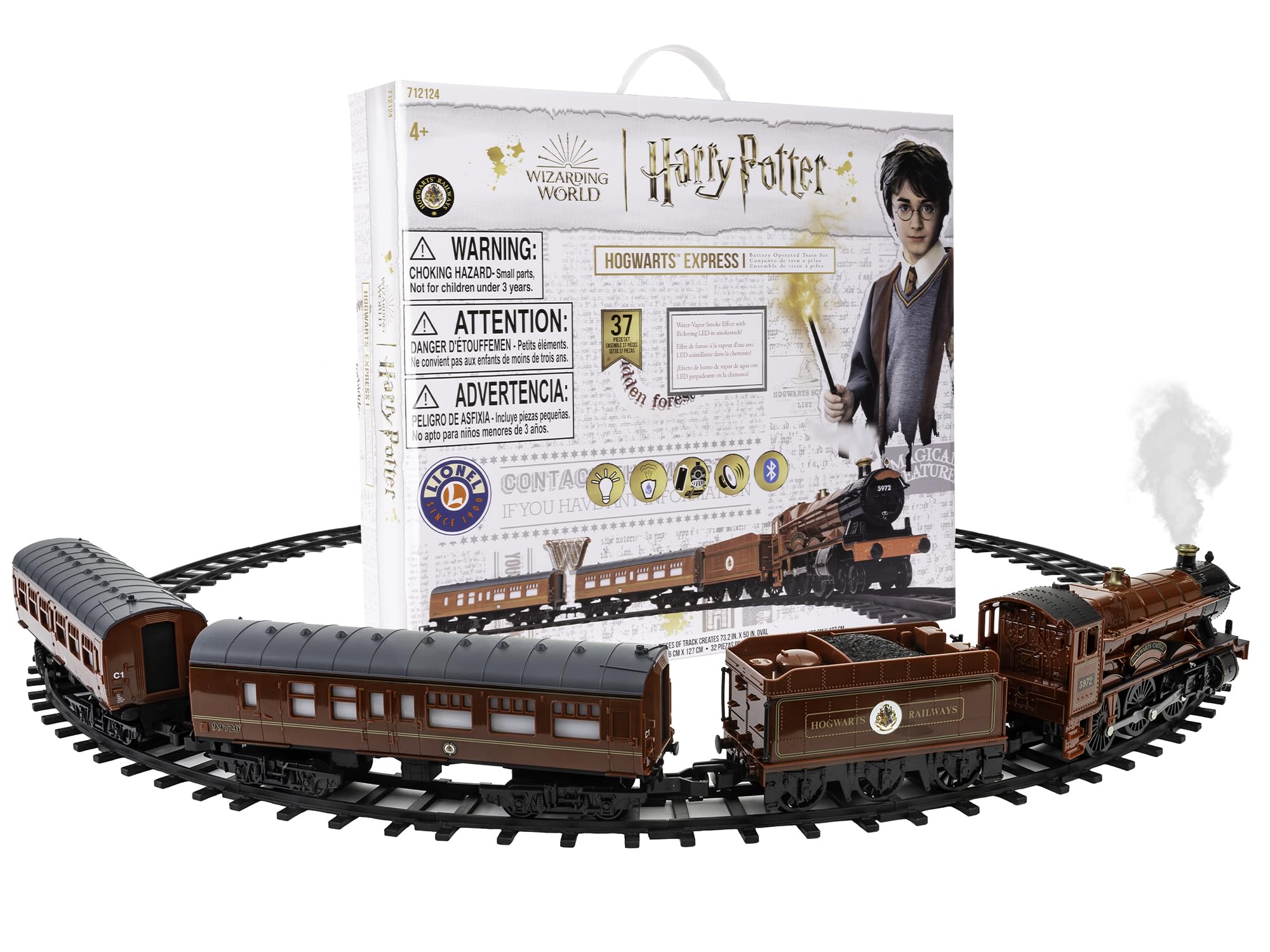 Sure, here is the corrected and grouped text from the image:

---

**Harry Potter**  
**WIZARDING WORLD**

**WARNING:**  
CHOKING HAZARD - Small parts. Not for children under 3 years.

**ATTENTION:**  
DANGER D'ÉTOUFFEMENT - Petits éléments. Ne convient pas aux enfants de moins de 3 ans.

**ADVERTENCIA:**  
PELIGRO DE ASFIXIA - Incluye piezas pequeñas. No apto para niños menores de 3 años.

**HOGWARTS EXPRESS**

**37**  
**PIECES**

**GICA**  
**POFTER**  
**PAONEY**  
**CONTAC**  
**DE TATURE**

**IF YOU HAVE**  
**ANY QUESTIONS**  
**CONTACT**  
**LEGO**  
**CUSTOMER**  
**SERVICE**

**71212**  
**4+**

**HOGWARTS RAILWAYS**

---

This text includes the warnings, product name, and some additional text from the packaging.